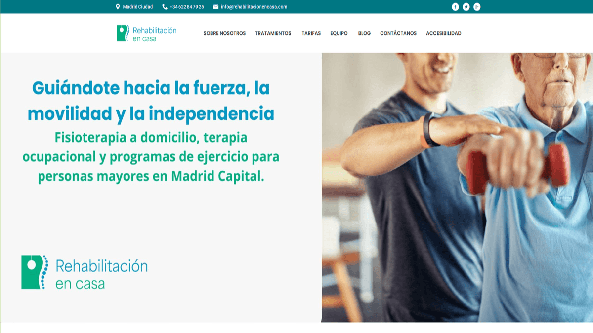 Desarrollo web, hosting profesional y administración securizada para Rehabilitación en Casa