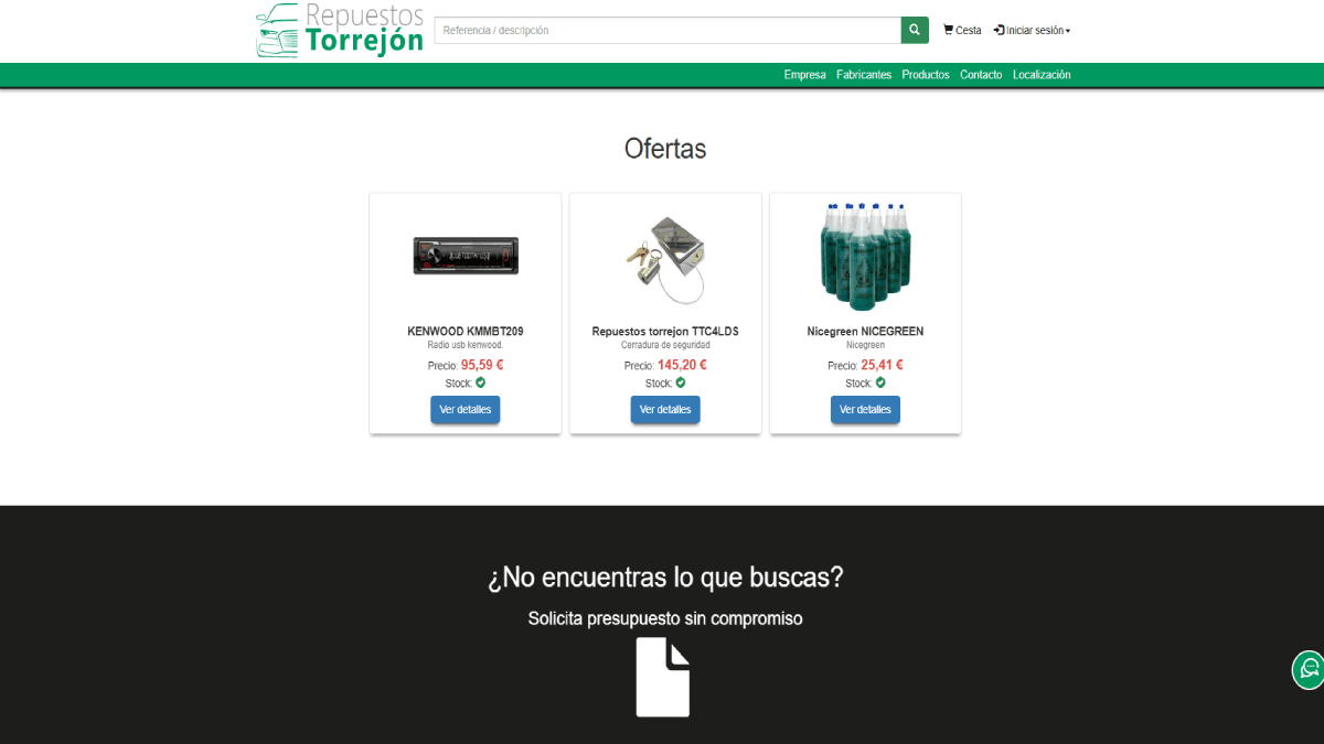 Desarrollo e implantación de un CRM de gestión para Repuestos Torrejón